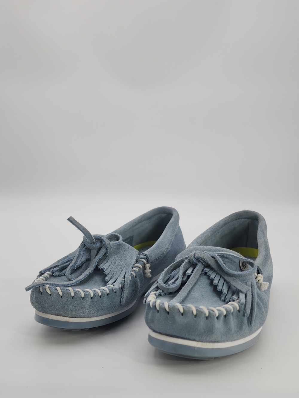 Minnetonka light blue suede moccasins size 7